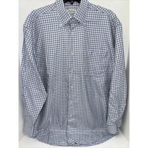Peter Millar Shirt Men's Size Large Blue Plaid Long Sleeve Button Up